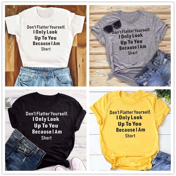 

2021 summer random short mouths around the neck slim effects color women letter printed loose t-shirt, White