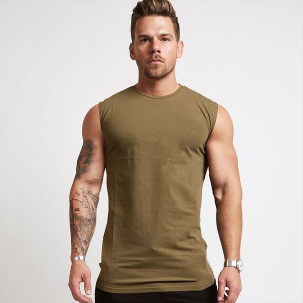 

solid color gym tank men mens fitness bodybuilding workout cotton sleeveless shirt male summer casual singlet vest undershirt, White;black