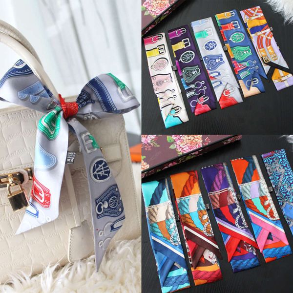 

new belt head lock women's printing binding bag small ribbon scarf hair band, Blue;black