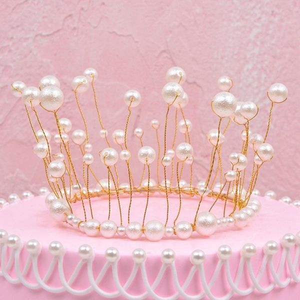 

pearl crown birthday cake decoration princess crown cake hat wedding decoration happy birthday hat party supplies