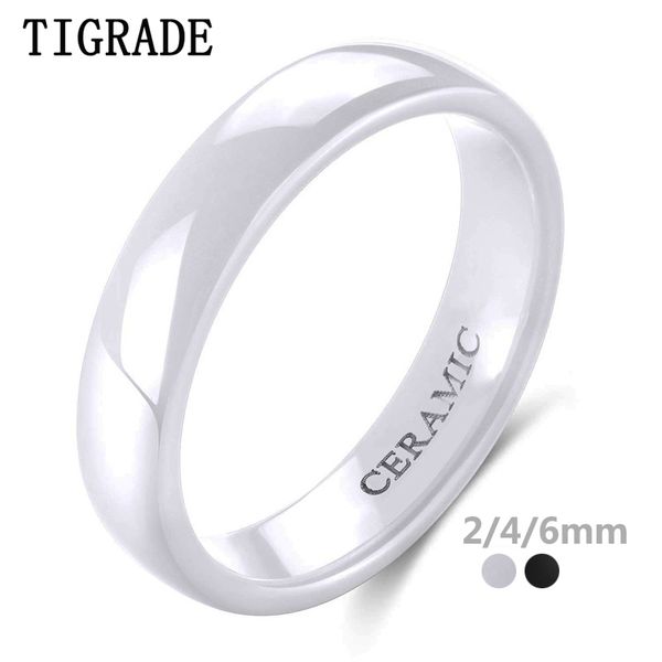 Tigrade 2mm 4mm 6mm Weiß Keramik Ring Schwarz Hochzeit Verlobung Männer Frauen Ringe Mode Klassische Spezielle Design anillos Schmuck