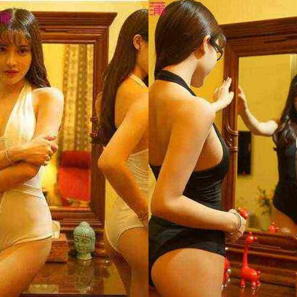 

nxy set backless open crotch high cut swimwear spliced deep v neck transparent japanese sukumizu kawaii bodysuit f19 1222, Red;black