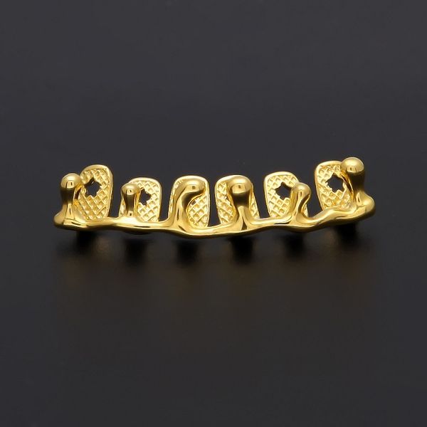 

gold plated teeth grillz volcanic lava drip grills mens hip hop jewelry, Black