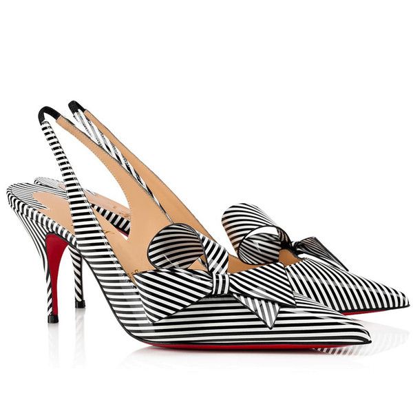 

autumn low heels sandals women shoes red bottom heel,luxury woman red soles pumps clare nodo 80mm patent stripes slingback pumps, Black