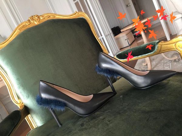 

2021 fashion women shoes pumps casual sandals designer leather spikes slingback high heels designers luxury slides shoess with logo and box, Black
