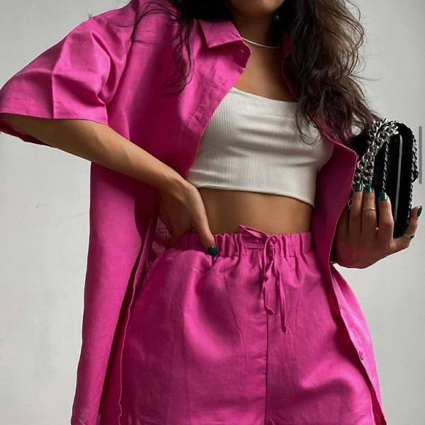 

women's tracksuits 2021 casual lounge wear summer solid tracksuit women shorts set short sleeve shirt and loose mini two piece, Gray