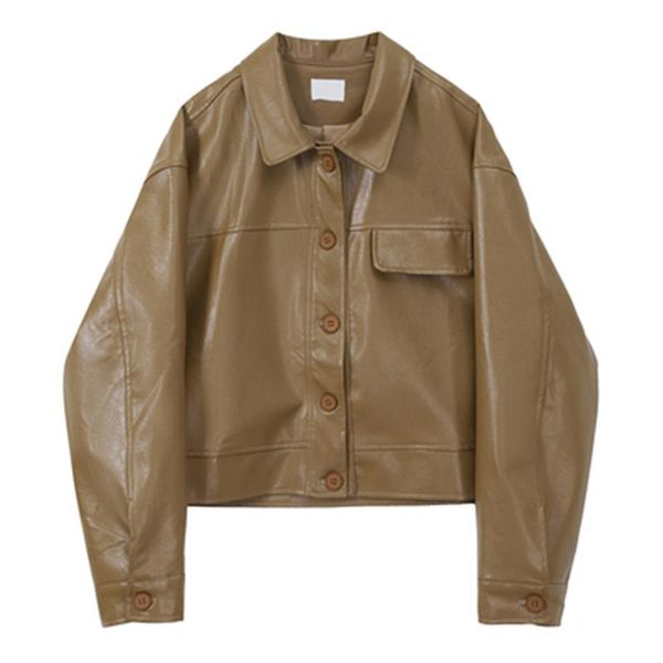 

women's leather & faux fashion spring autumn pu coat loose oversize lady clothes female jackets casual retro streetwear, Black