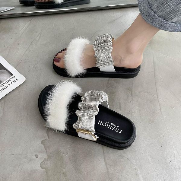 

slippers shoes house platform slipers women slides low shale female beach fashion 2021 sabot luxury flat rome pu rubber fabric, Black