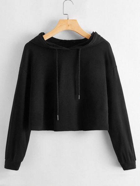 

drop shoulder crop hoodie n2fs#, White;black