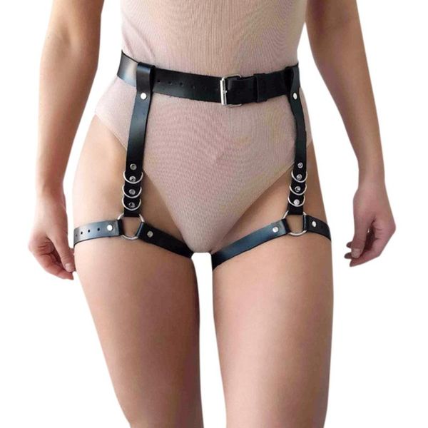 

belts pu leather garters women harness waist belt o-ring waistband punk strap band leg club party accessories, Black;brown