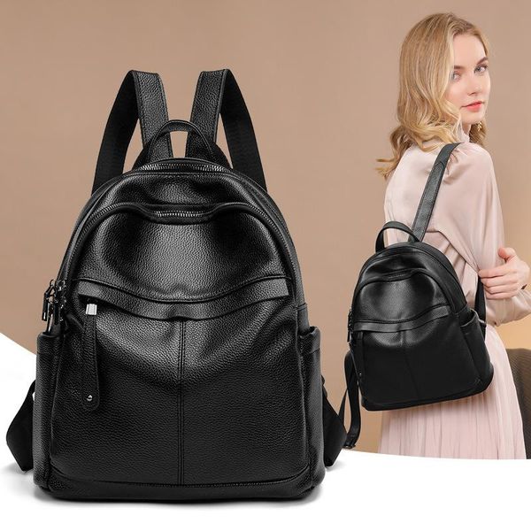 

outdoor bags backpack women 2021 fashion bag pu leather travel soft ladies small