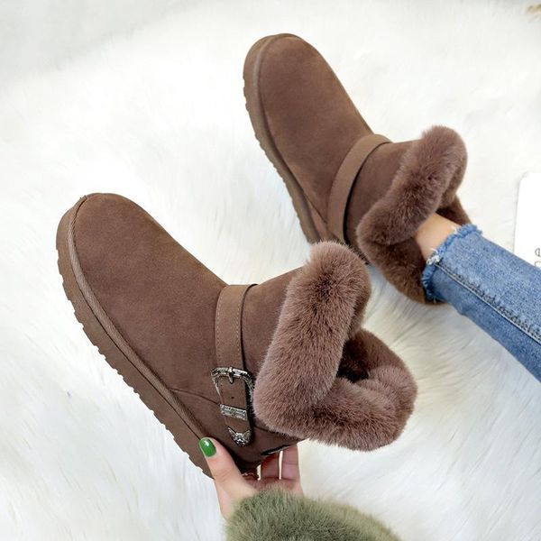 

boots nausk snow warm short fur plush winter ankle boot plus size platform ladies suede zip shoes female comfort drop, Black