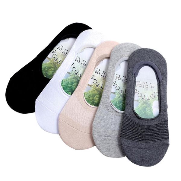 

sports socks 5 pairs breathable mesh men invisible non-slip silicone cotton summer g66, Black