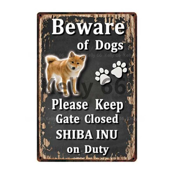 

beware of dogs cocker spaniel shiba inu bulldog tin metal sign home decor bar wall art painting 20*30 cm size dy114