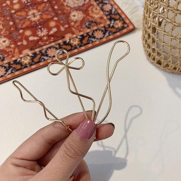 

hair clips & barrettes simple accessories curvy design hairpin women's personality style geometric irregular side clip headband, Golden;silver