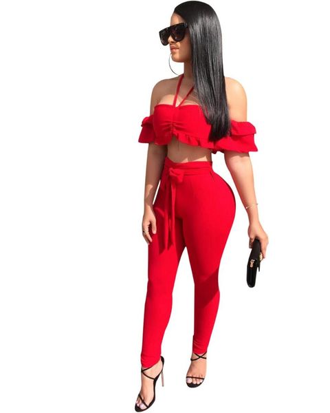 

women's tracksuits halter strapless with pants women elegant summer suits, Gray