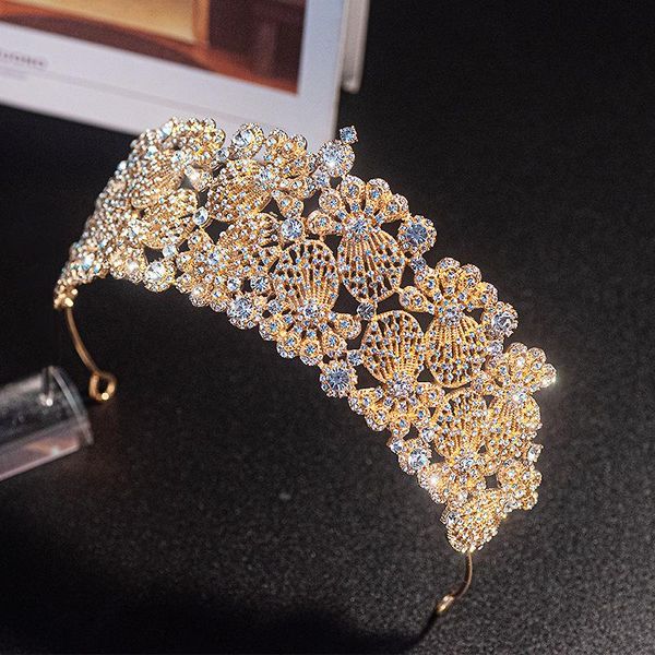 

hair clips & barrettes bridal crown headwear for female wedding birthday headdress rhinestones inlaid retro luxury accessories lb, Golden;silver