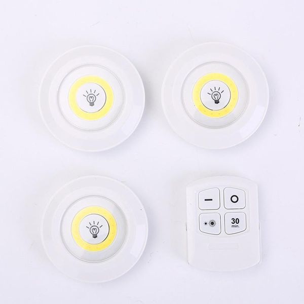 

3 sets battery under cabinet light dimmable cob led closets lights wireless led remote control light wall lamp for wardrobe