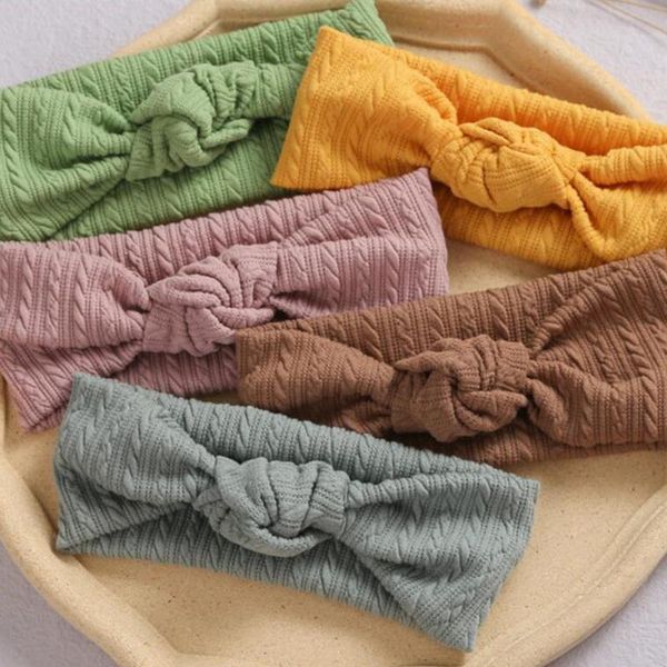 

hair accessories fits all baby kids headband wool knitted children twist knot headwrap girls soft wide turban infant warm headwear, Slivery;white