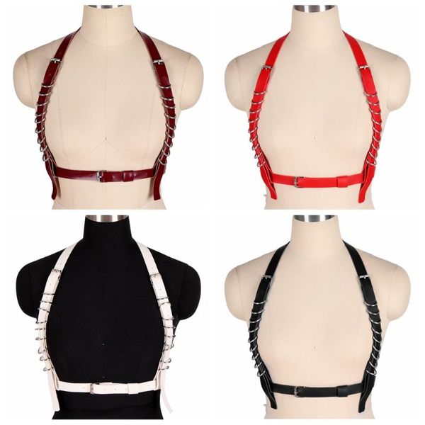 

belts straps chest harness fashion rave wear punk adjust gothic handmade pu leather body bondage stylish accessories, Black;brown