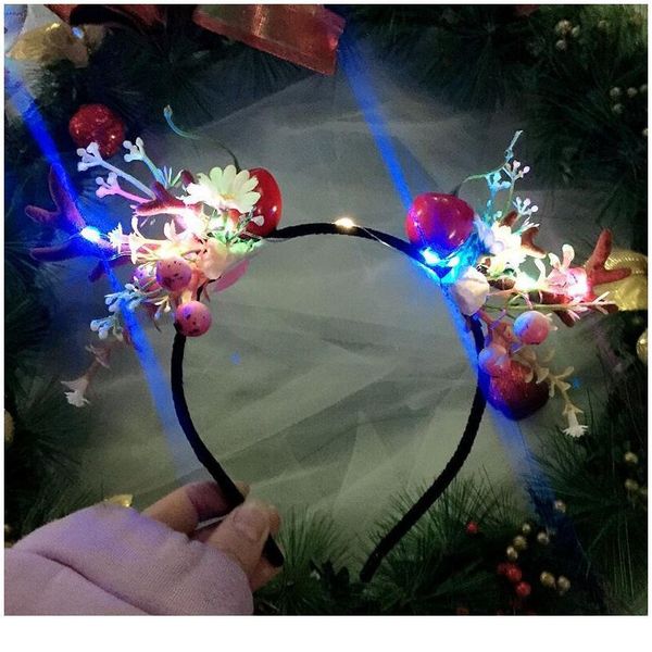 

led flashing elk antlers ear mushroom headband light hair hoop gift party p props carnival xmas headwear decor acc qyltae, Blue;red