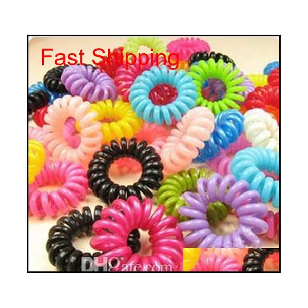 

telephone wire elastic hair bands ties rings rubber ponytail holder bracelets headband jllbdk yy_dhhome, Silver