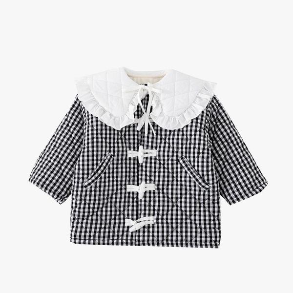 

down coat wlg kids winter clothes girls plaid velvet thick parkas baby girl warm outerwear for 2-6 years, Blue;gray