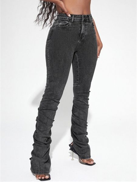 

sxy high waisted ruched skinny jeans 41jx#, Blue