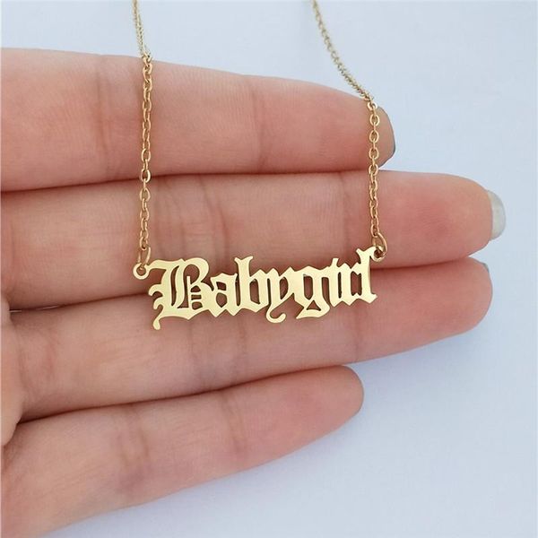 

pendant necklaces european and american selling stainless steel accessories babygirl english letter necklace, Silver