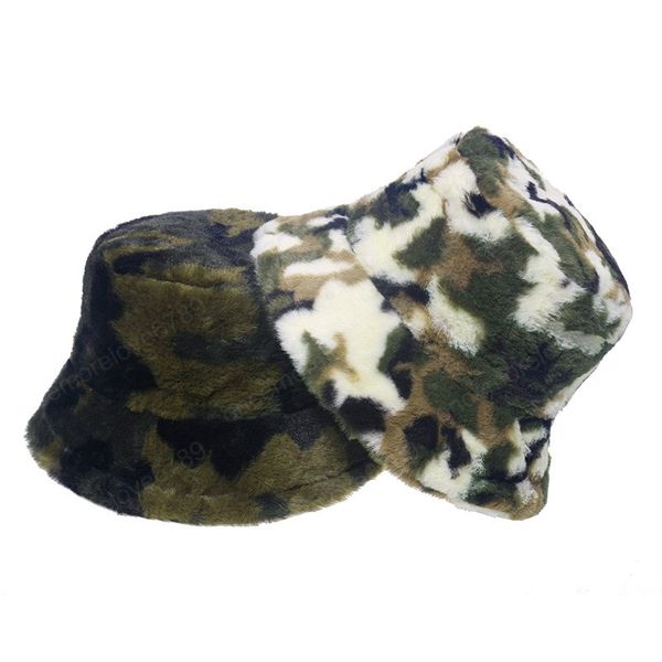 

bucket hat for women men imition wool camouflage green panama cap faux fur outdoor male female fisherman caps, Blue;gray