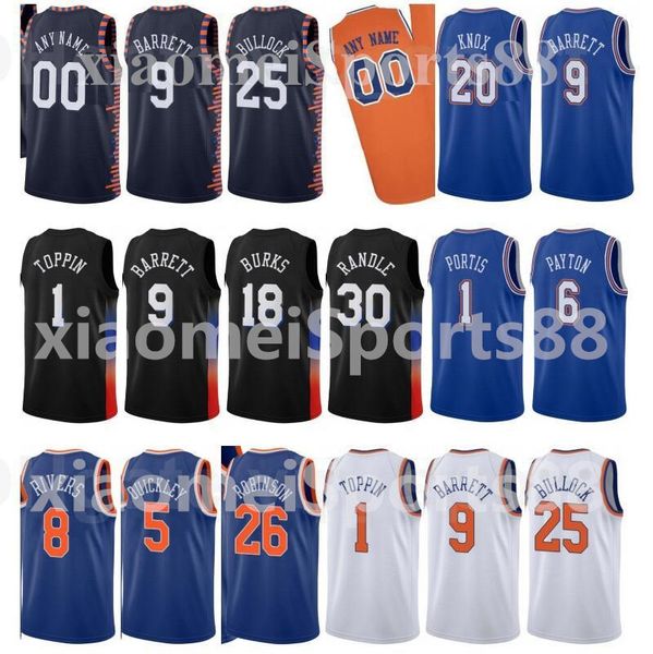 

print basketball derrick rose jersey elfrid payton 6 immanuel quickley 5 rj barrett 9 julius randle 30 alec burks custom city earned edition, Black;red