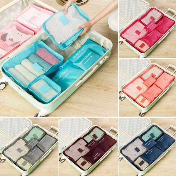 

storage bags 2021 selling 6pcs travel clothes waterproof portable luggage organizer pouch packing cube 8 colors local stock