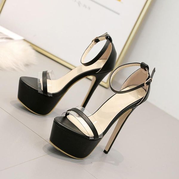 

size comfort shoes large for women sandals closed heel suit female beige high heels espadrilles platform open toe summer, Black