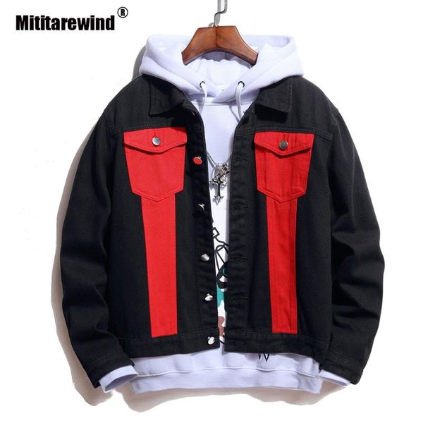 

men's jackets spring autumn denim jacket men patchwork color casual streetwear cotton mens jean korean clothes coat s-xxxl, Black;brown