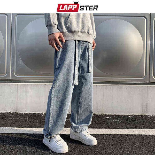 

lappster mannen vintage y2k baggy jeans 2022 heren bluewide been denim broek mannelijke zwarte harajuku japanse streetwear 5xl 0309, Blue