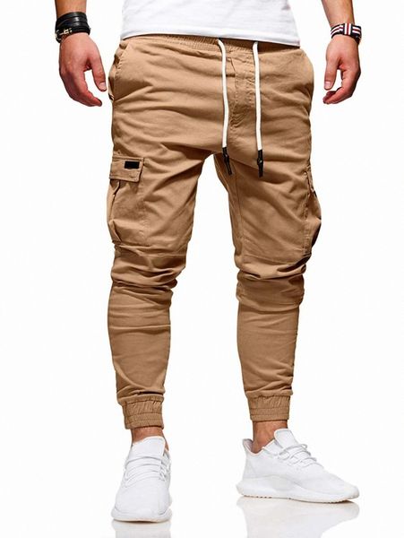 

men pocket patched drawstring waist pants q6lp#, Black