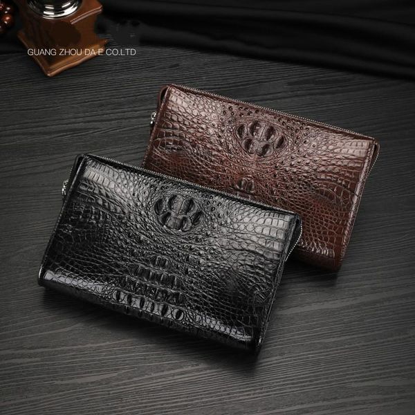 

wallets crocodile handbag for men, business and leisure genuine leather men wallet man's hand bag letter design, Red;black