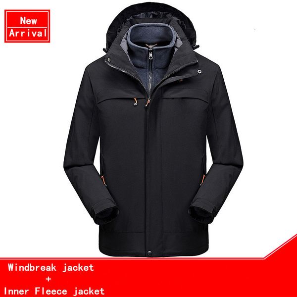 

new 2021 autumn winter coat men outdoor windproof waterproof multi-function warm overcoat jacket fleece inner sports jackets 7y12, Black
