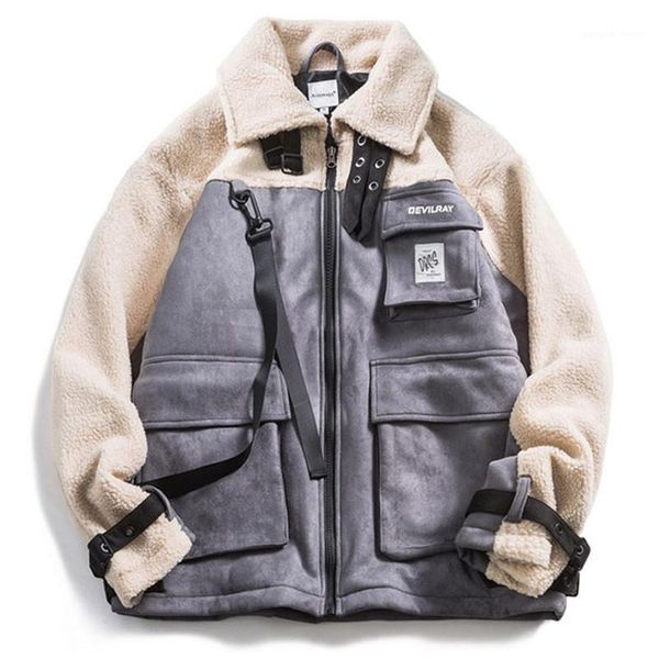 

men's down & parkas 2021 winter warm cargo jacket with multi pockets fashion hi street velvet coat outerwear vintage, Black