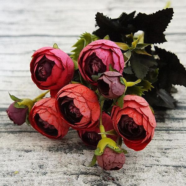 

decorative flowers & wreaths mini silk artificial peony flores fleur artificielles camellia for home christmas decoration fake flower bouque