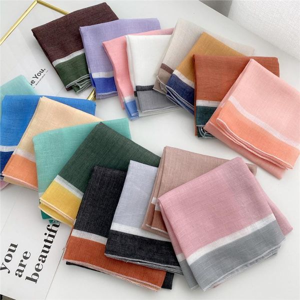 

scarves 58 solid color cotton linen small square scarf silk female fresh literature hair band, Blue;gray