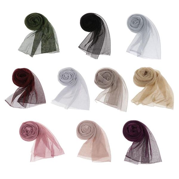 

womens fashion plain pleated long shawl hijab crumple scarf sarong wrap, Blue;gray