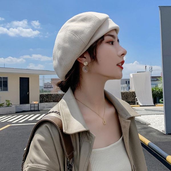 

beanies autumn and winter retro beret women's wild pumpkin hat british painter warm