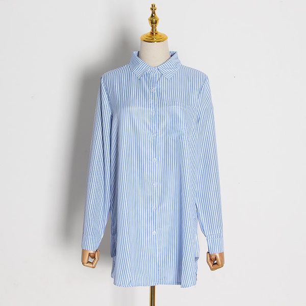 

ruffle blouse 2021 korean striped shirt women loose large size long-sleeved chic hong kong flavor versatile shirt, White