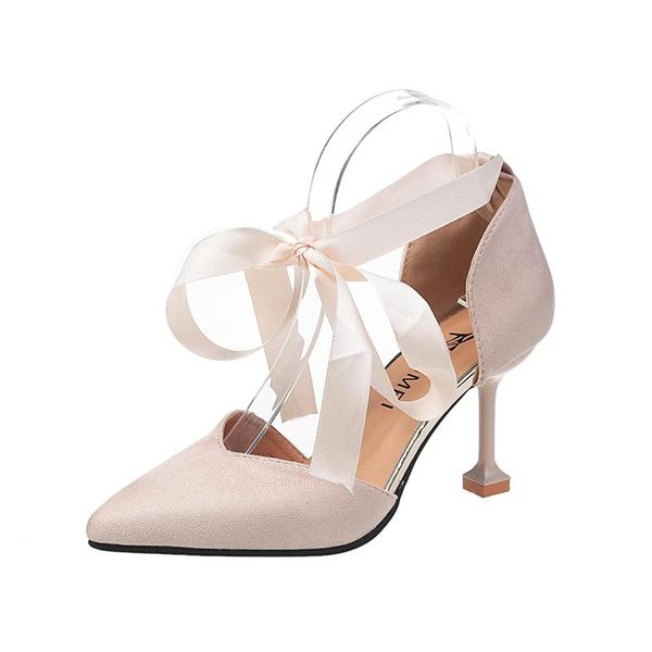 

dress shoes fairy style 2021 a word buckle with ribbon strap female sandals summer stiletto high heel women's, Black