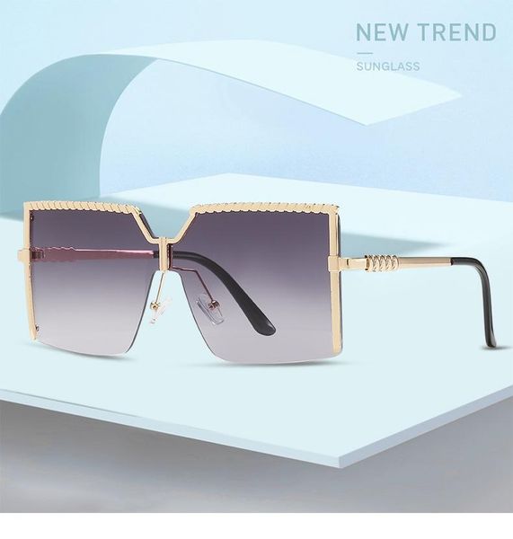 

sunglasses 2021 fashion oversize gradient for women vintage alloy chain frame rivet square sun glasses female elegant shades, White;black