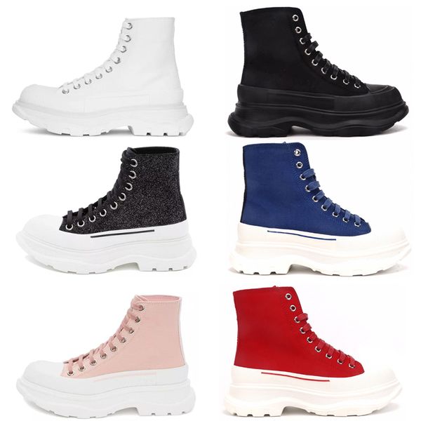 

2021 fashion bande de roulement slick toile sneaker femmes designer high basse triple triple triple royal royal rose rose white white womens, Black