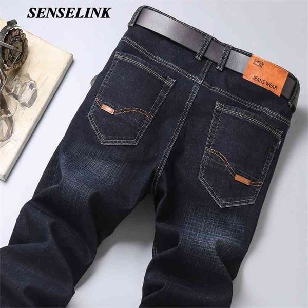 

spring autumn stretch jeans men business casual loose classic brand straight plus size 28-40 210716, Blue