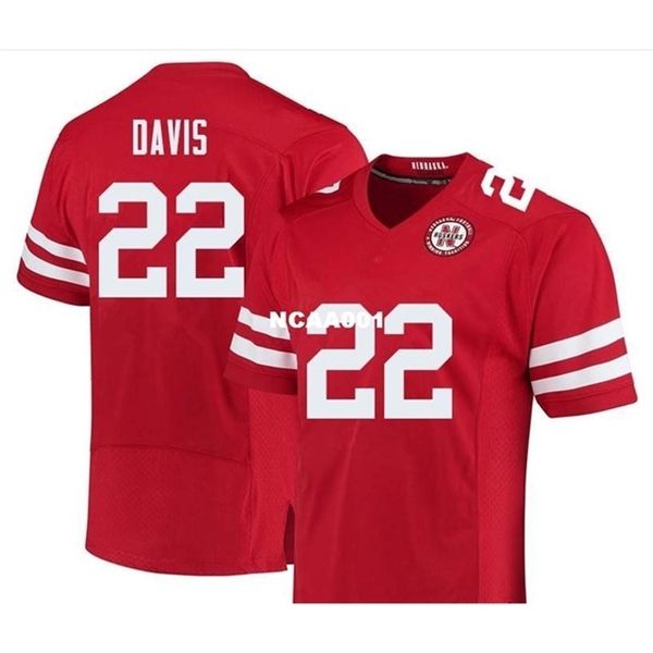 

668 nebraska cornhuskers alex davis #22 real full embroidery college jersey size s-4xl or custom any name or number jersey, Black