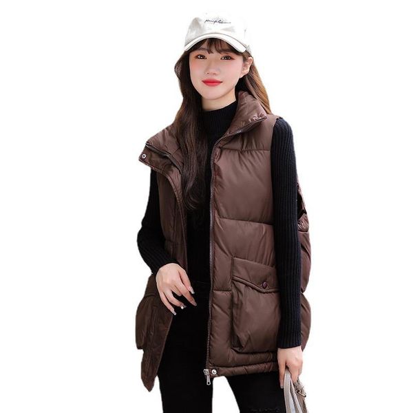 

women's vests winter warm vest women jacket fashion loose waistcoat snow wear thicken cotton padded coat sleeveless parkas, Black;white
